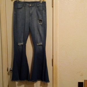 Distressed Flare Bell Bottom Jeans